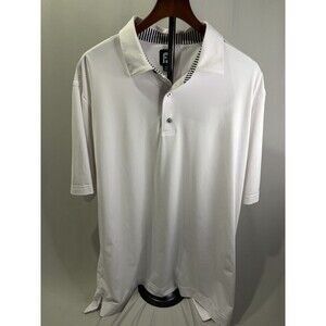Footjoy Polo Shirt Men's Extra Large White Short Sleeve Stretch Golf Casual